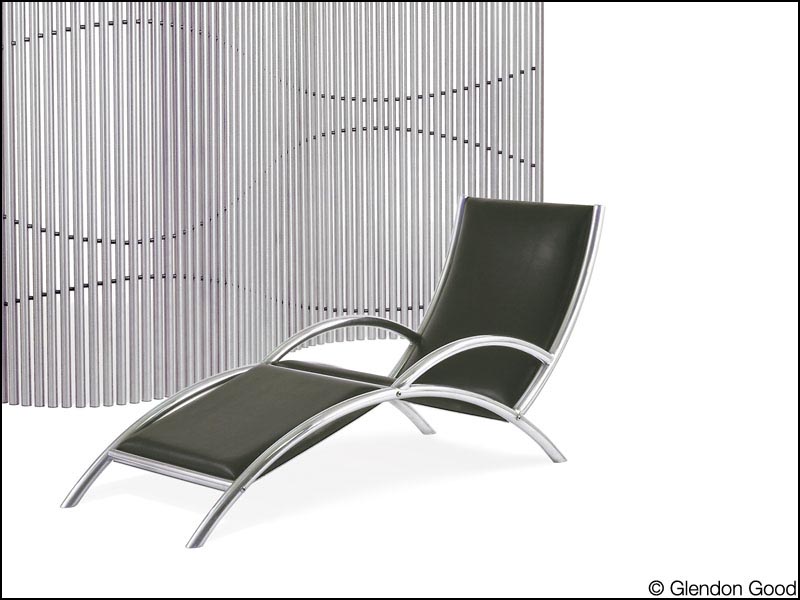 black leather contemporary lounge chair