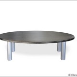 Bamboo coffee table with dark stain and aluminum legs